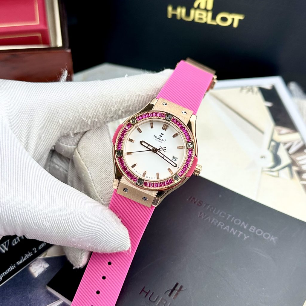 Đồng hồ Hublot nữ dây cao su đính đá Geneve Bigbang cá tính sang chảnh 33mm
