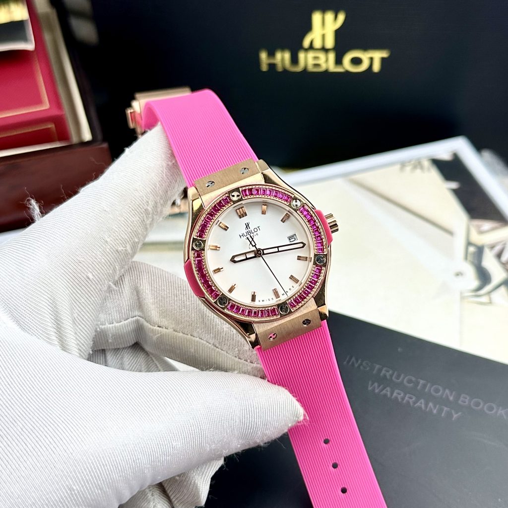 Đồng hồ Hublot nữ dây cao su đính đá Geneve Bigbang cá tính sang chảnh 33mm