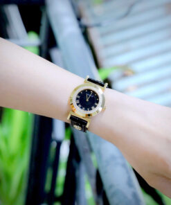 Đồng hồ Versace nữ siêu cấp Versace Vanity đính đá dây da màu đen 35mm (1)