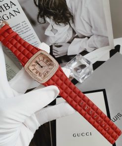 Đồng hồ Davena nữ dây da màu đỏ