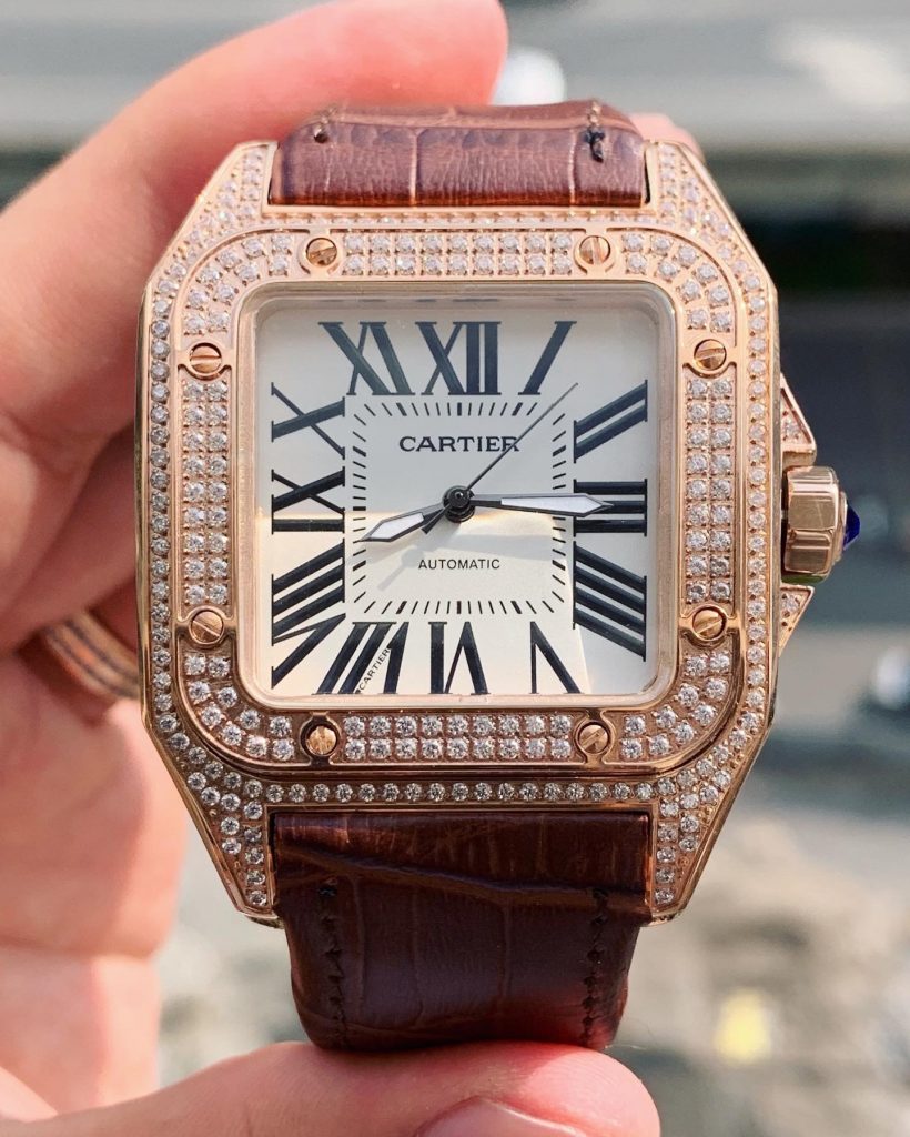 Đồng hồ Cartier nam đính đá
