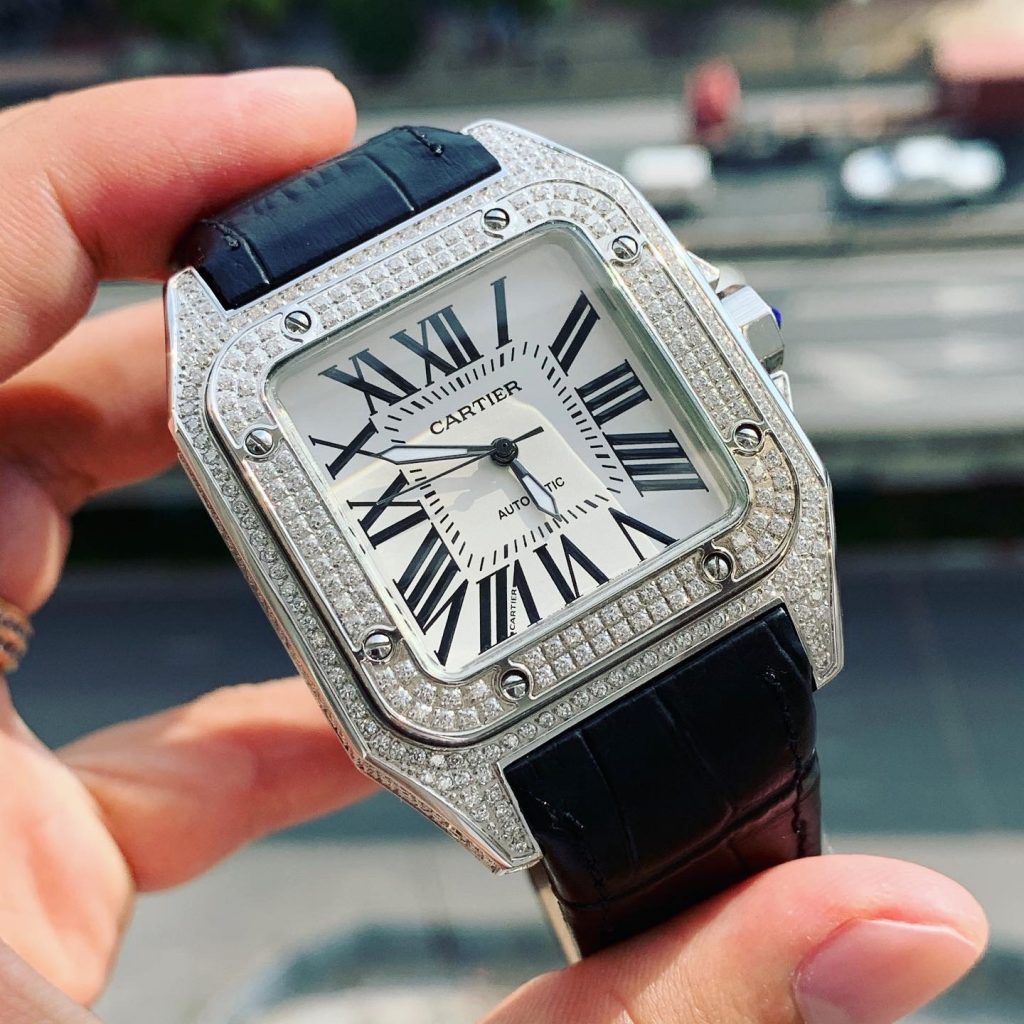 Đồng hồ Cartier nam đính đá