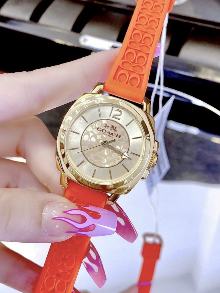 Đồng hồ Coach nữ dây cao su màu cam