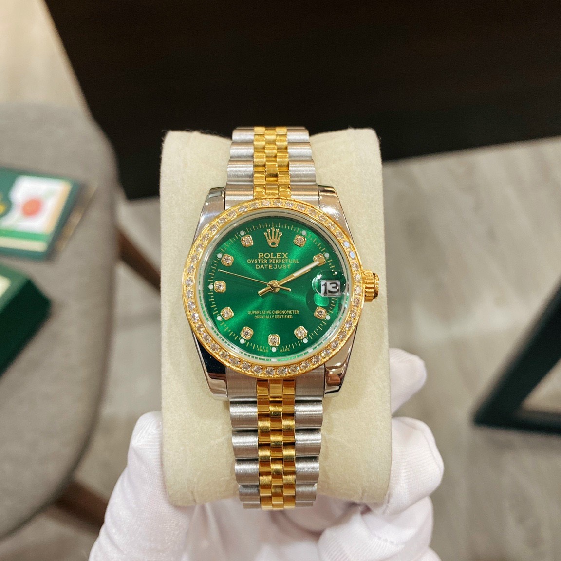Đồng hồ Rolex nữ mặt xanh Đồng hồ Rolex nữ mặt xanh