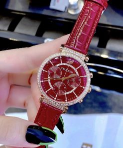 Đồng hồ SWarovski nữ dây da màu đỏ
