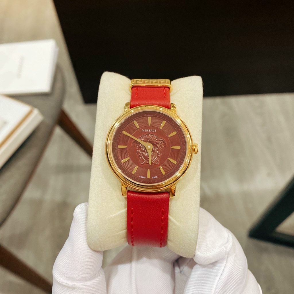 Đồng hồ Versace nữ dây da màu đỏ