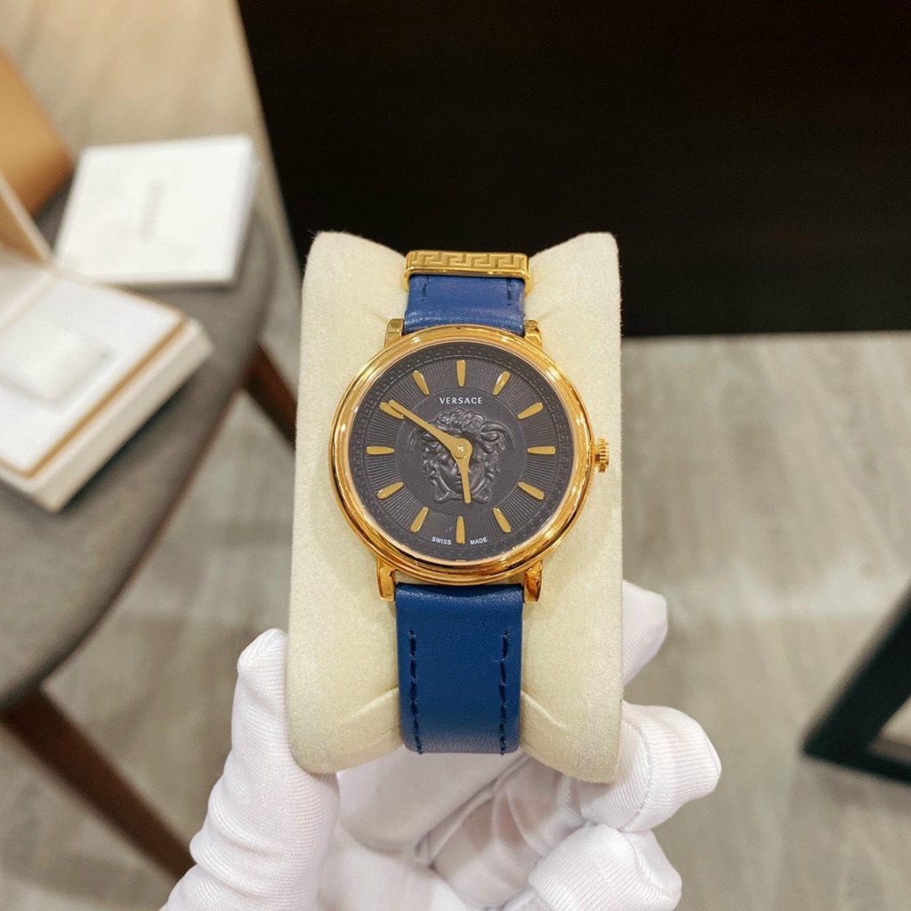 Đồng hồ Versace nữ dây da màu xanh dương