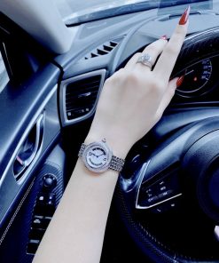 Đồng hồ nữ Cartier mặt tròn đính đá