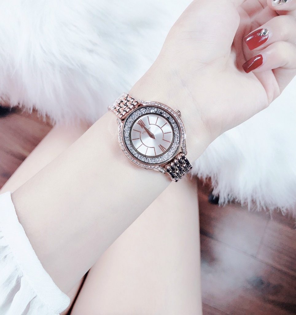 Đồng hồ nữ mặt tròn Davena