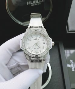 Đồng hồ Hublot nữ dây cao su màu trắng