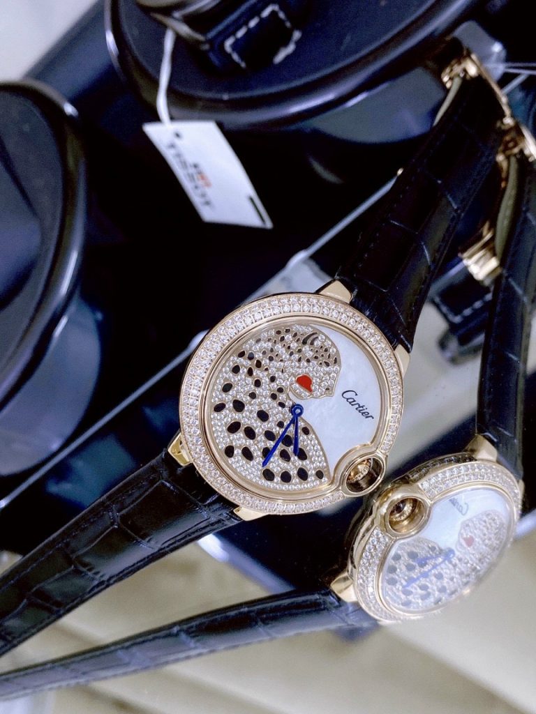 Đồng hồ Cartier nữ dây da màu đen