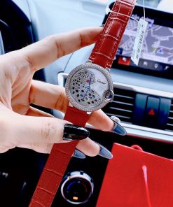 Đồng hồ Cartier nữ dây da màu đỏ