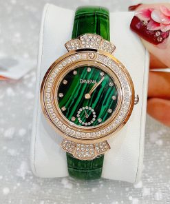 Đồng hồ Davena dây da màu xanh