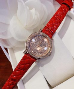 Đồng hồ Davena nữ dây da màu đỏ