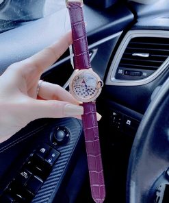 Đồng hồ Cartier nữ dây da màu tím