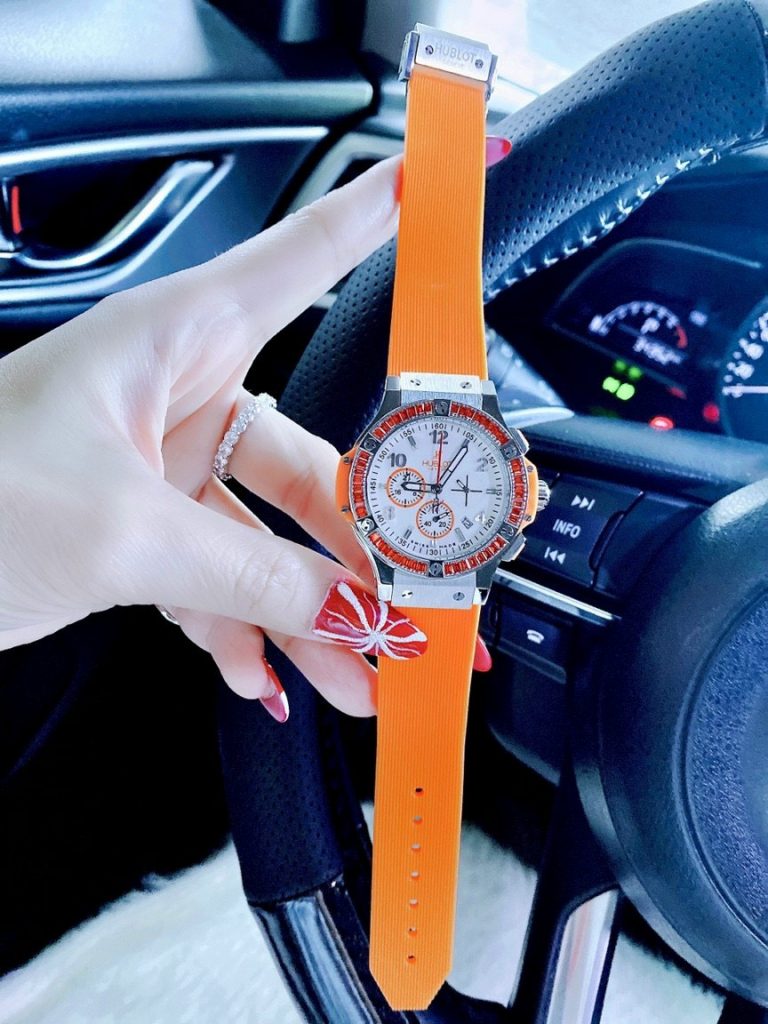 Đồng hồ Hublot nữ dây cao su màu cam