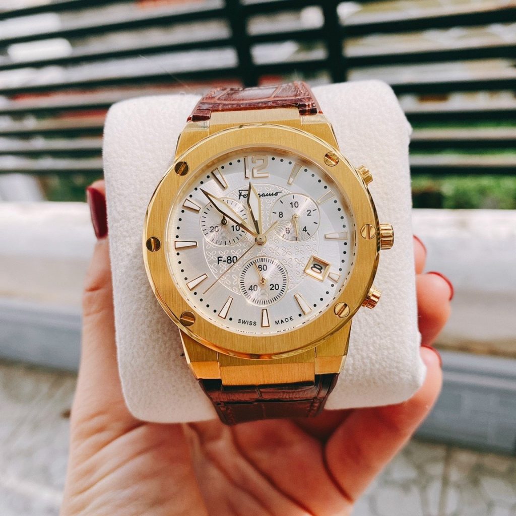 Đồng hồ Salvatore Ferragamo f80 màu nâu