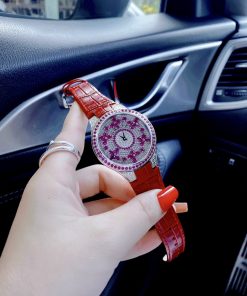 Đồng hồ Graff nữ dây da màu đỏ