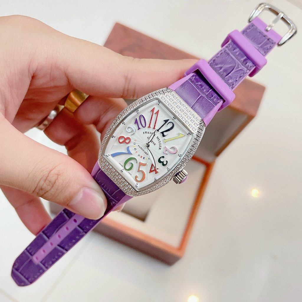 Đồng hồ Franck Muller nữ dây cao su màu tím