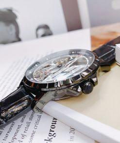 Đồng hồ Hanboro nam dây da màu đen