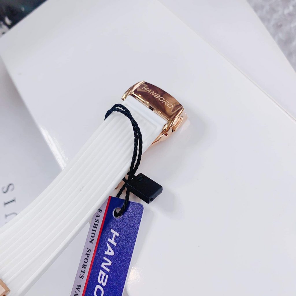 Đồng hồ Hanboro nữ dây cao su màu trắng