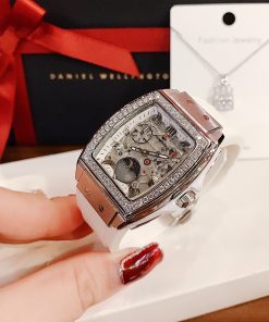 Đồng hồ Hanboro nữ dây cao su màu trắng