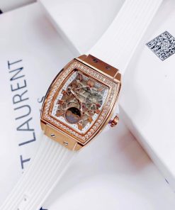 Đồng hồ nữ dây cao su màu trắng Hanboro