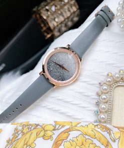 Đồng hồ Davena nữ dây da màu xám