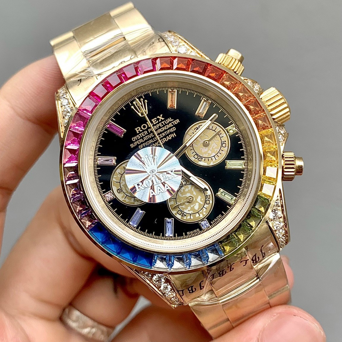 Đồng hồ Rolex nam đính đá 7 sắc Đồng hồ Rolex nam đính đá 7 sắc