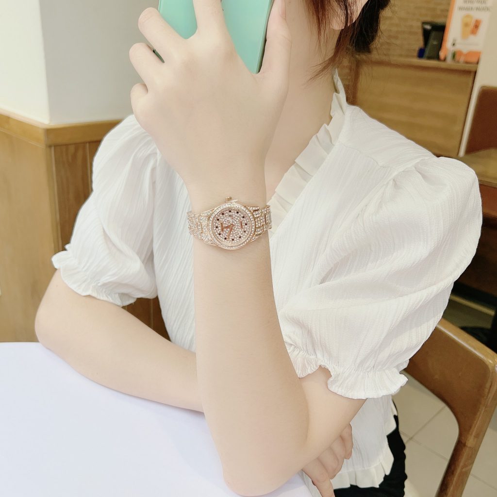 Đồng hồ Davena nữ chính hãng xách tay mặt tròn Rose Gold (6)