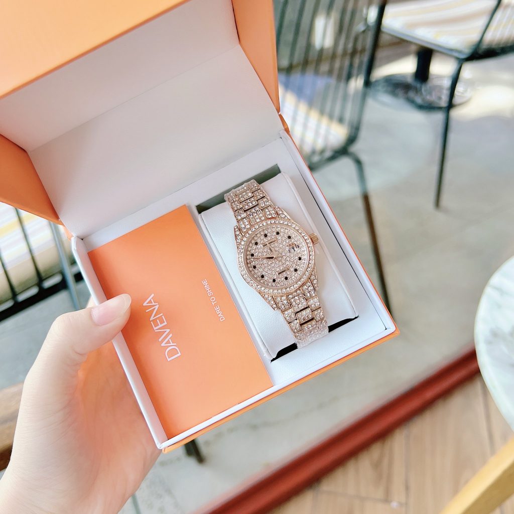 Đồng hồ Davena nữ chính hãng xách tay mặt tròn Rose Gold (6)