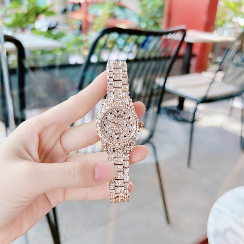 Đồng hồ Davena nữ chính hãng xách tay mặt tròn Rose Gold (6)