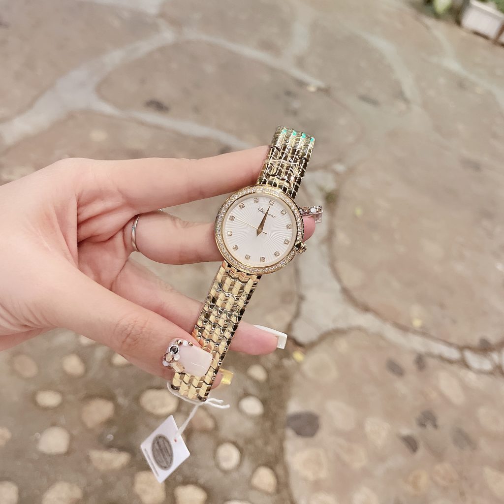 Đồng hồ Davena nữ dây kim loại màu vàng
