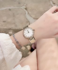 Đồng hồ Davena nữ mặt tròn đính đá