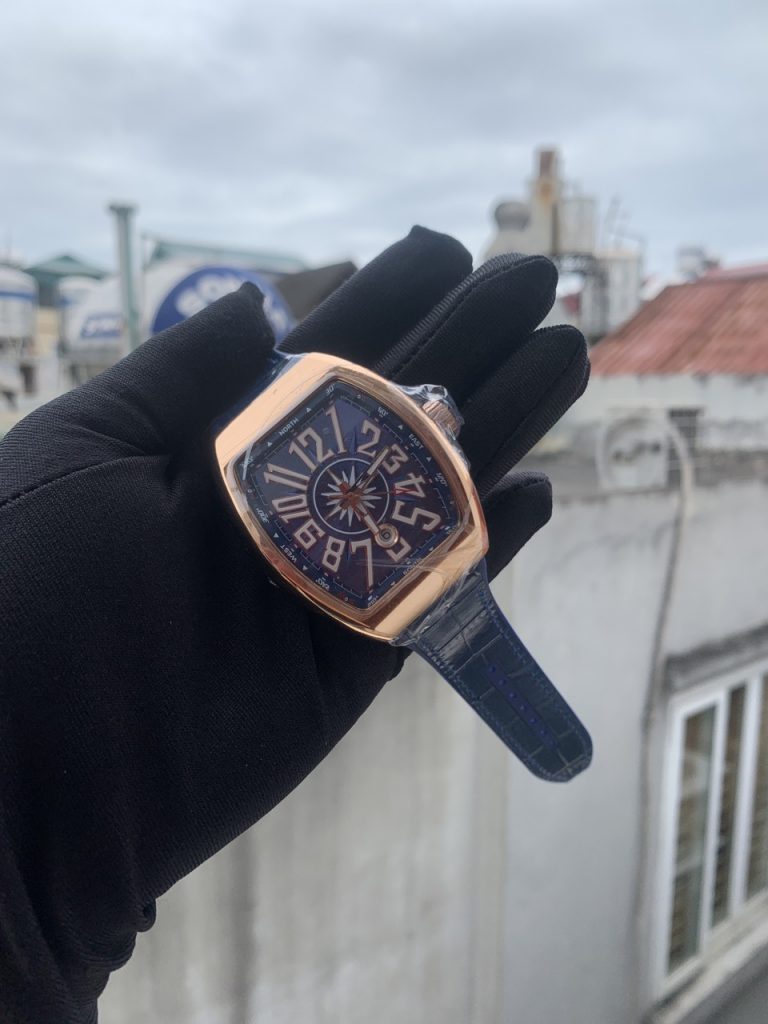 Đồng hồ Franck Muller nam dây cao su màu xanh dương