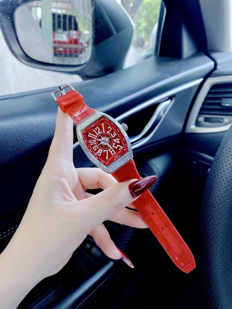 Đồng hồ Franck Muller nữ dây cao su màu đỏ