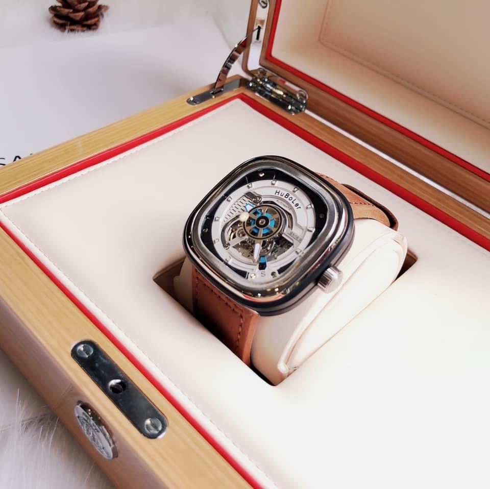 Đồng hồ Huboler nam dây da màu nâu