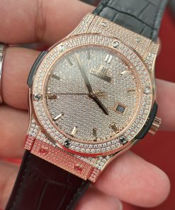 Đồng Hồ Hublot Classic Fusion King Gold Full Pave Replica 11