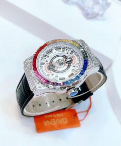 Đồng hồ Davena mặt tròn đính đá swarovski