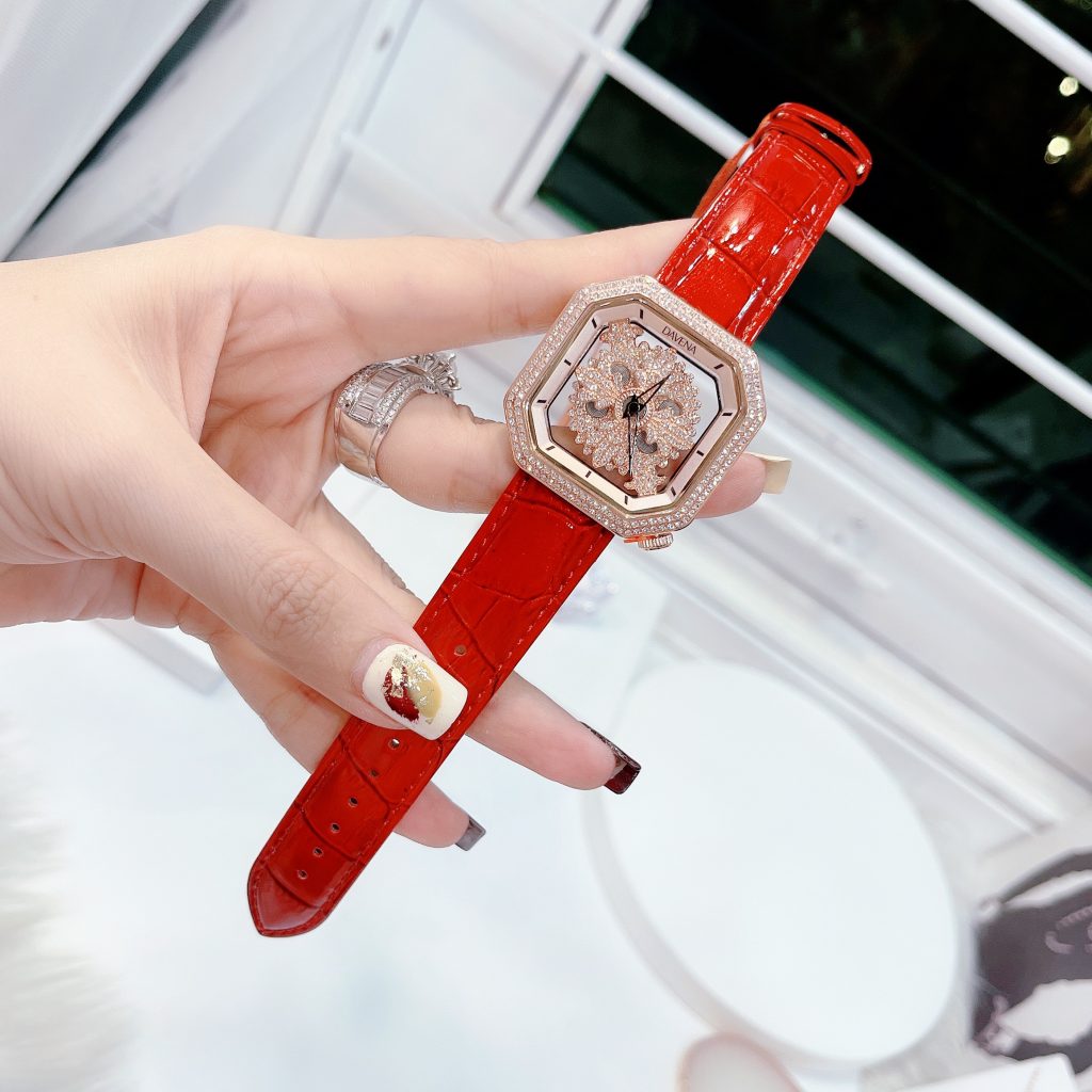 Đồng hồ Davena mặt vuông đá xoay