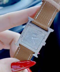 Đồng hồ Hermes nữ dây da màu nâu