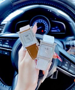 Đồng hồ nữ Hermes mặt vuông đính đá