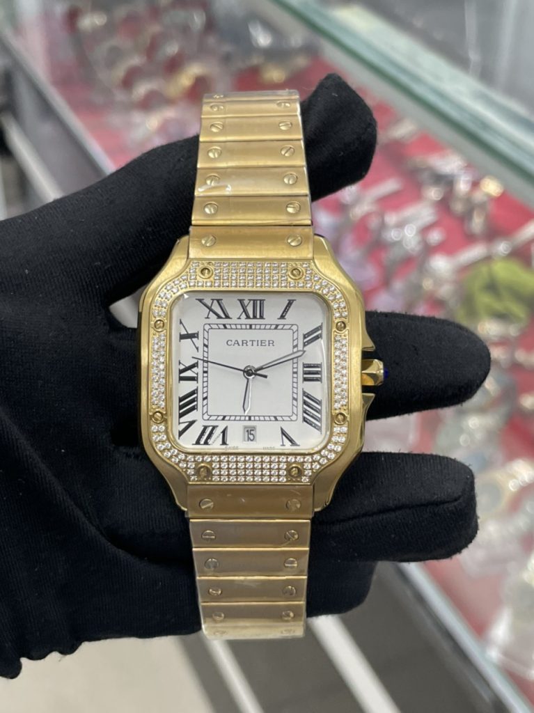 Đồng hồ Cartier nam đính đá
