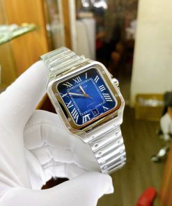 Đồng hồ Cartier nam mặt màu xanh