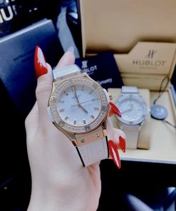 Đồng hồ Hublot nữ dây da màu trắng