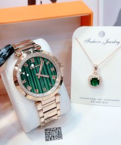 Đồng hồ Davena nữ mặt xanh ngọc lục bảo