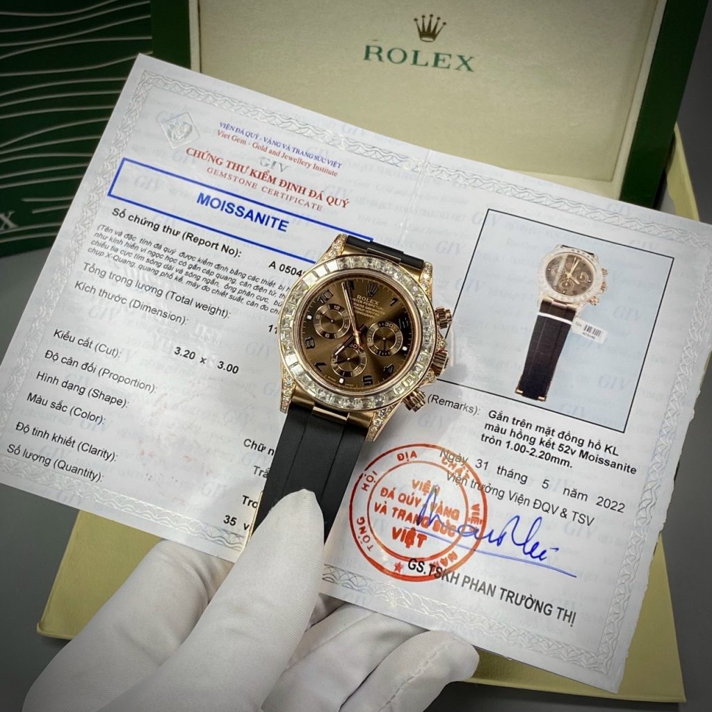 Đồng hồ Rolex độ kim cương Moissanite