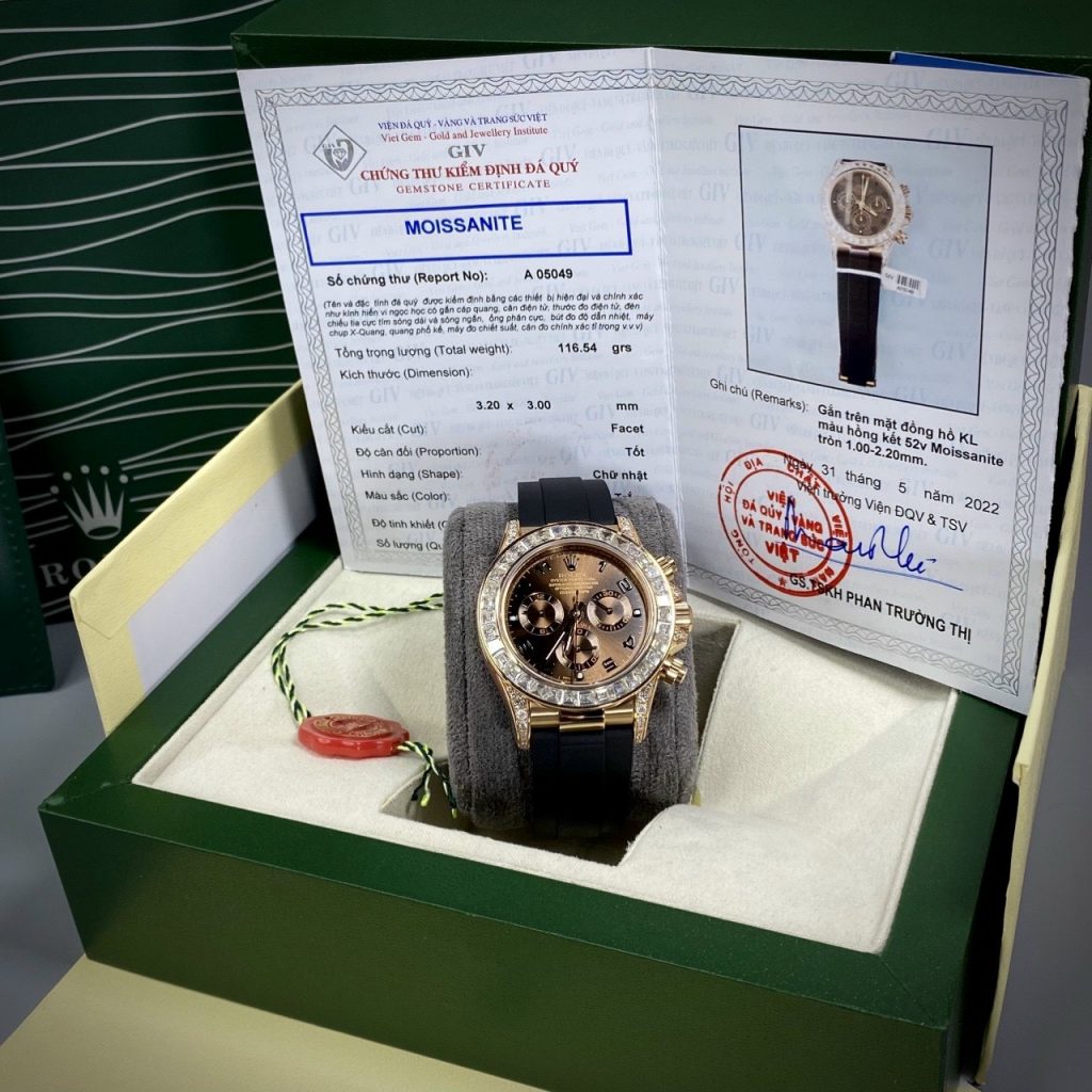 Đồng hồ Rolex độ kim cương Moissanite siêu cấp Thụy Sỹ