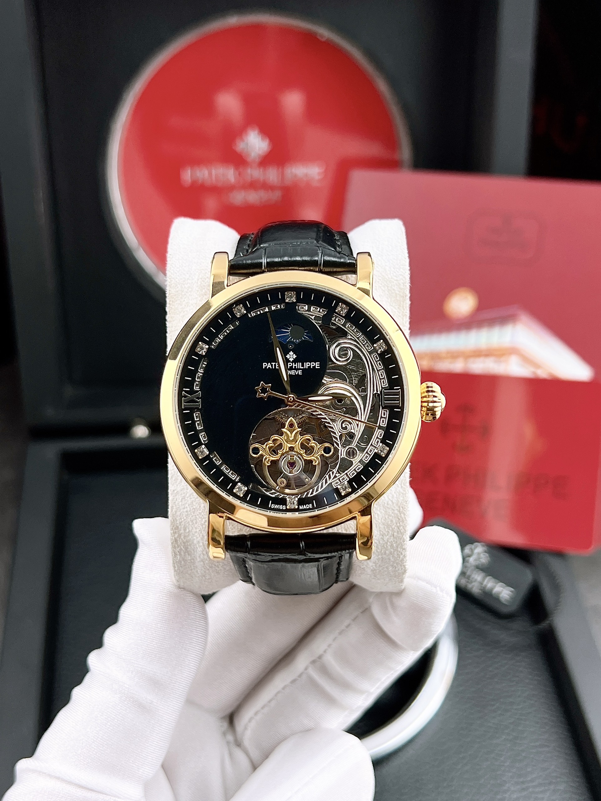 Đồng hồ cơ lộ máy Patek Philippe nam Đồng hồ cơ lộ máy Patek Philippe nam