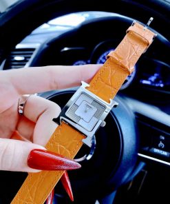 Đồng hồ Hermes nữ siêu cấp dây da màu cam
